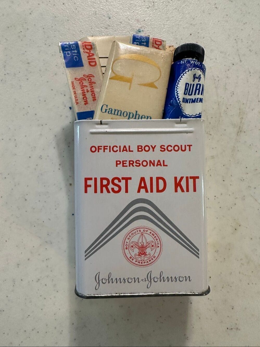 Vintage Johnson & Johnson Official Boy Scout Personal First Aid Kit with Content